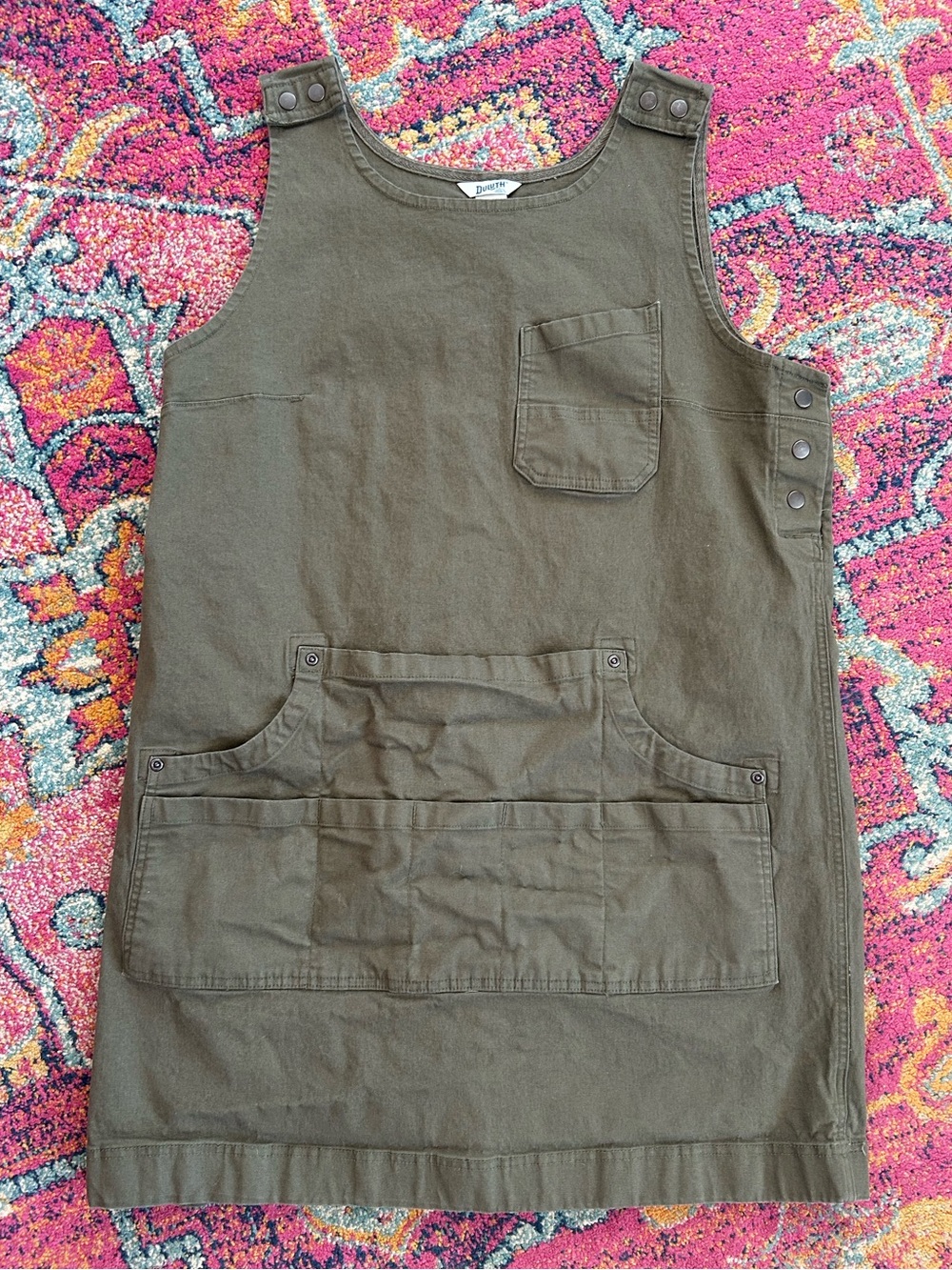 Duluth Trading Co. | Women’s Olive Green Sleeveless Flex Fire Hose Apron Dress L - Picture 6 of 16